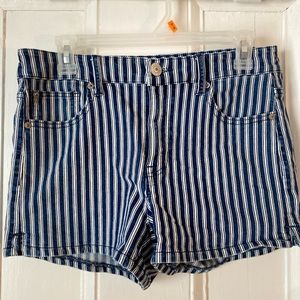 Blue And White Striped American Eagle High Waisted Shorts!